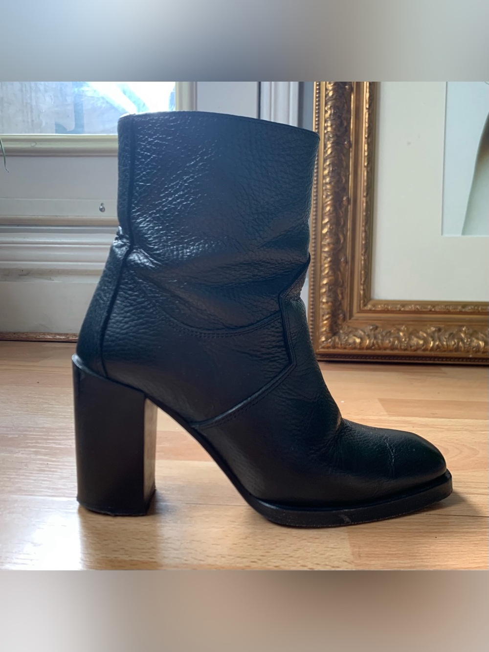 The Kooples Black Leather Block Heel Ankle Boots